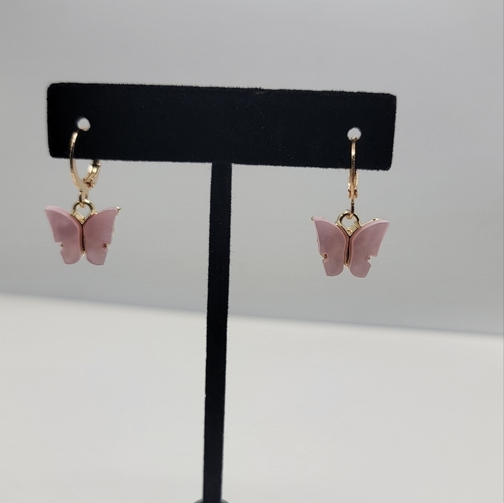 New Pink Butterfly Earrings